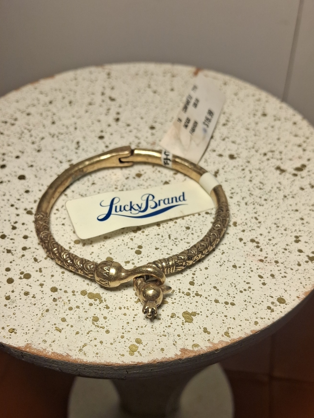 Lucky Brand Gold-Tone Peacock Hinge Bracelet with Charm